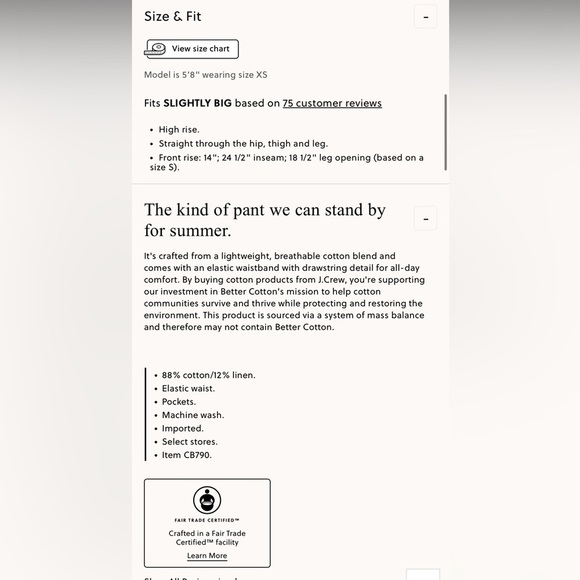 J.Crew NWT drawstring pants in cotton/ linen blend (season 24) - Picture 9 of 13